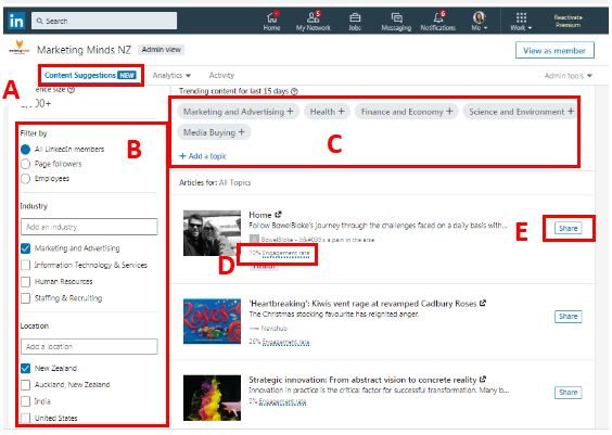 LinkedIn tutorial for business: using company page content suggestions