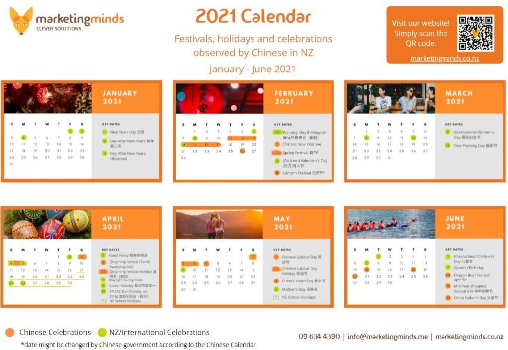 marketing strategy, cross-cultural marketing calendar, kiwi and chinese celebrations